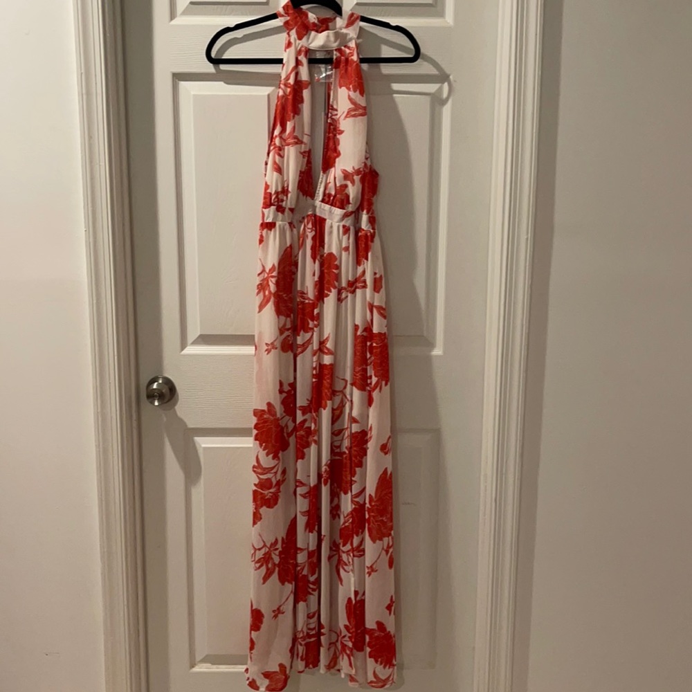 Orange and white halter Maxi dress